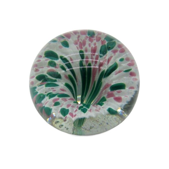 KERRY GLASS Paperweight with Handcrafted Floral Design Ireland Vintage - Picture 2 of 10